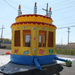 Moonwalk USA Birthday Cake Bounce House Rear View with Blower Attached