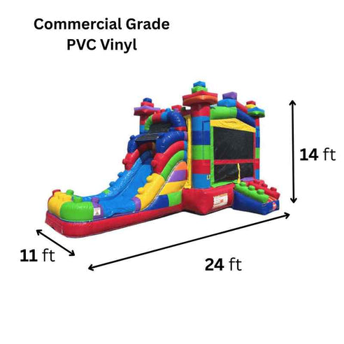 Moonwalk USA Block Combo Wet Dry C-328 bounce house waterslide combo specifications