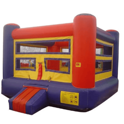 Commercial boxing bounce house showing heavy-duty vinyl construction and reinforced corners