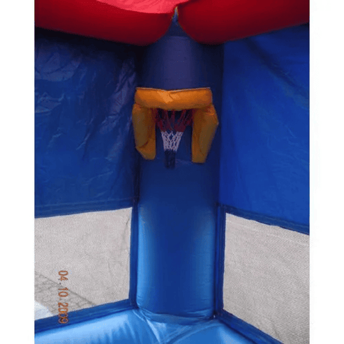 Moonwalk USA Brave Knight Castle Combo Bounce House included basketball hoop