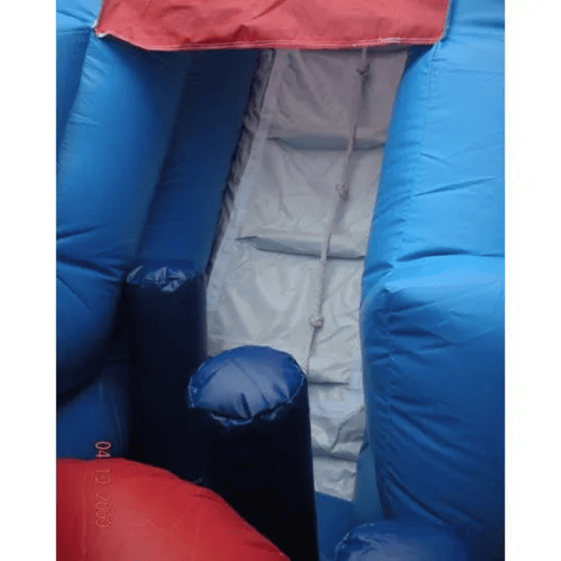 Moonwalk USA Brave Knight Castle Combo Bounce House Pop Up Feature and Ladder View