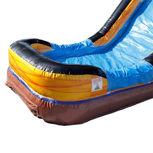 Moonwalk USA Bulldozer Combo Bounce House with Slide Wet/Dry Front View Pool Close Up View