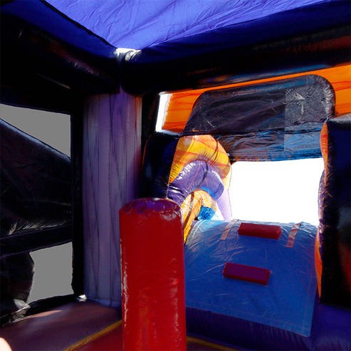 Moonwalk USA Bulldozer Combo Bounce House with Slide Wet/Dry Inside View of Ladder to Slide and Pop Up