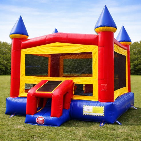 Moonwalk USA Castle Bounce House Front Left View Outside