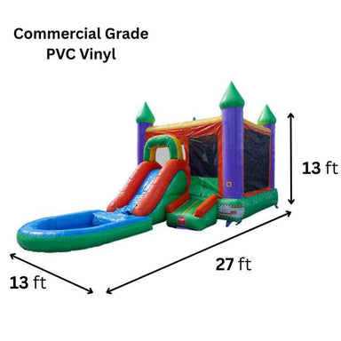 Moonwalk USA Castle Combo Bounce House with Removable Pool Wet/Dry Dimensions and Commercial Grade Vinyl