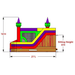 Moonwalk USA Castle Combo XL Bounce House Wet/Dry Side Render View with Dimensions and Sitting Height