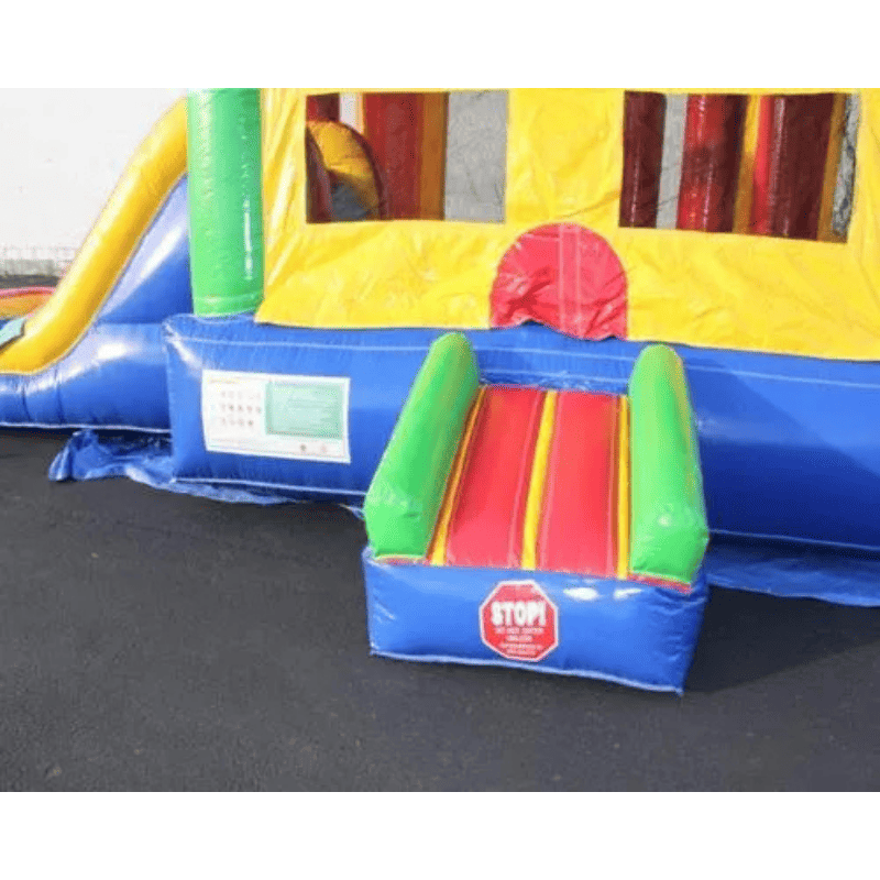 Moonwalk USA Castle Module Combo Wet/Dry Commercial Bounce House with Slide Entrance with Safety Ramps