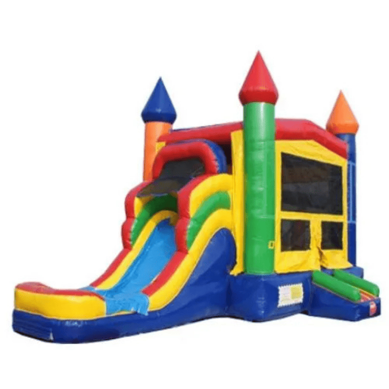 Moonwalk USA Castle Module Combo Wet/Dry Commercial Bounce House with Slide Front Right View