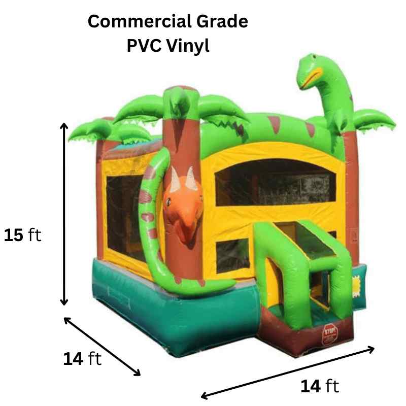 Moonwalk USA Dino Bounce House Dimensions and Commercial Vinyl Specifications