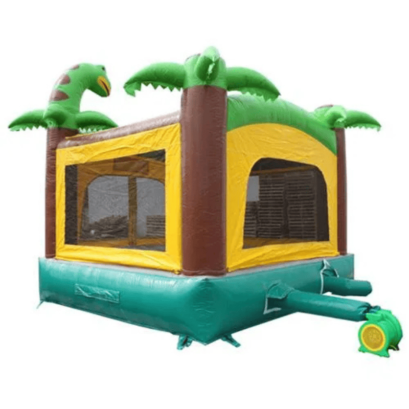 Moonwalk USA Dino Bounce House Rear View with Blower Attached