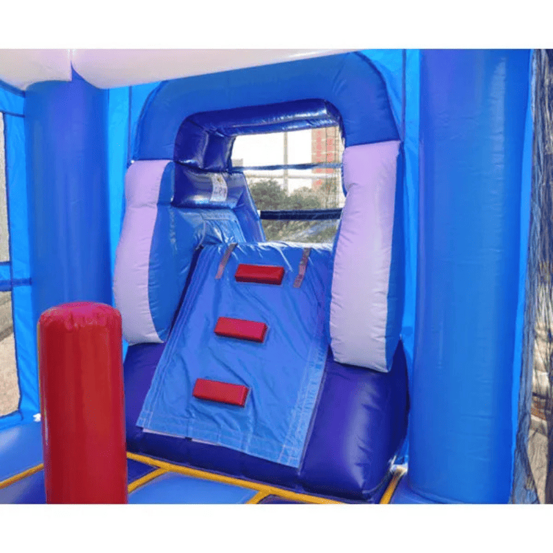 Moonwalk USA Dolphin Combo Bounce House Ladder to Slide with Pop Up Inside View