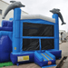 Moonwalk USA Dolphin Combo Bounce House Wet/Dry Adjustable Panel Front View with Entrance Safety Ramps