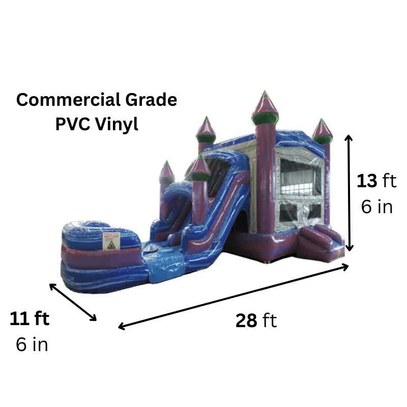 Moonwalk USA Dual Lane Purple Combo Bounce House Wet/Dry Inside 2 Ladder View to Slides