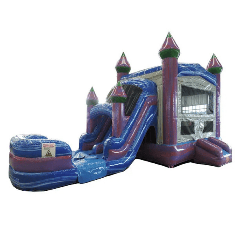 Moonwalk USA Dual Lane Purple Combo Bounce House Wet/Dry Front Right View