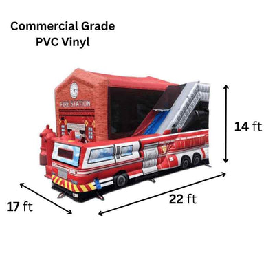 Moonwalk USA Fire Station Combo Bounce House Wet/Dry Commercial Grade Vinyl and Dimensions