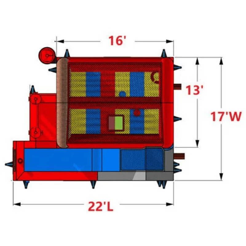 Moonwalk USA Fire Station Combo Bounce House Wet/Dry Dimensions Top View