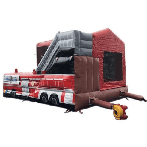 Moonwalk USA Fire Station Combo Bounce House Wet/Dry blower attached view