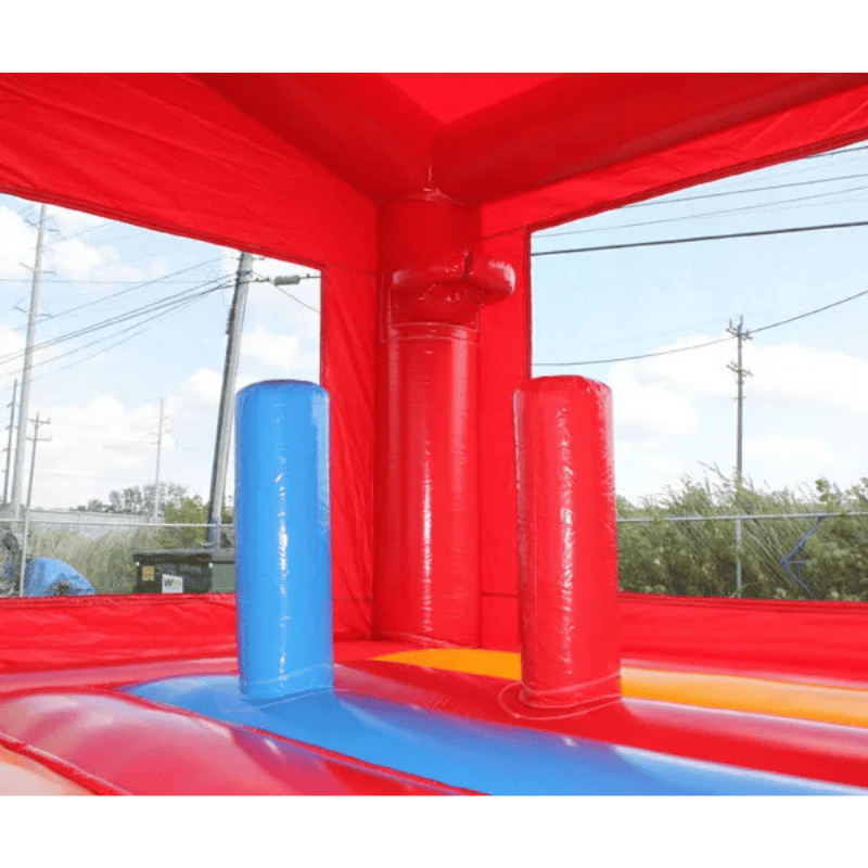 Moonwalk USA Firehouse Bounce House Pop Ups and Basketball Hoop View Inside View