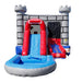 Moonwalk USA Gray Castle Combo Bounce House with Removable Pool Wet/Dry Safety Features Front View of Slide and Entrance with Safety Ramp