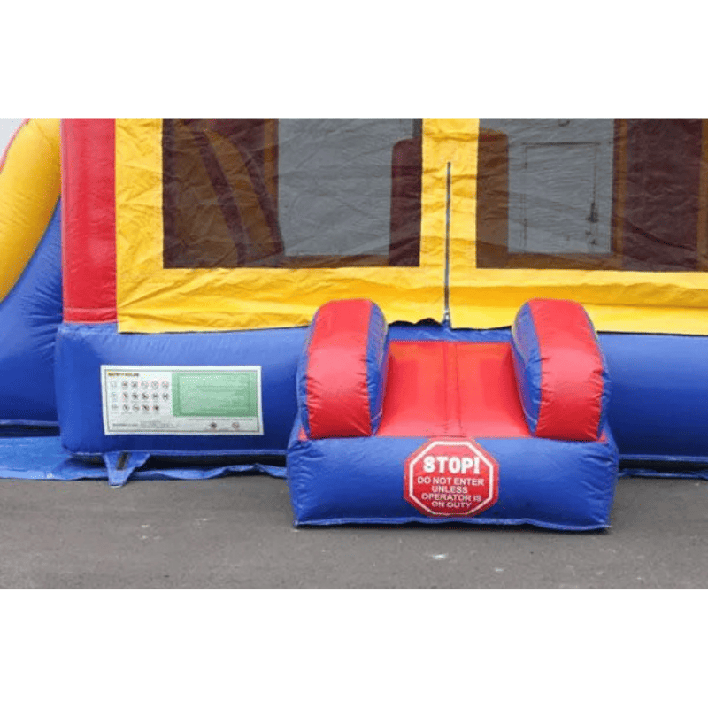 Moonwalk USA Module Combo Wet/Dry Commercial Bounce House with Slide Front Entrance with Safety Ramps