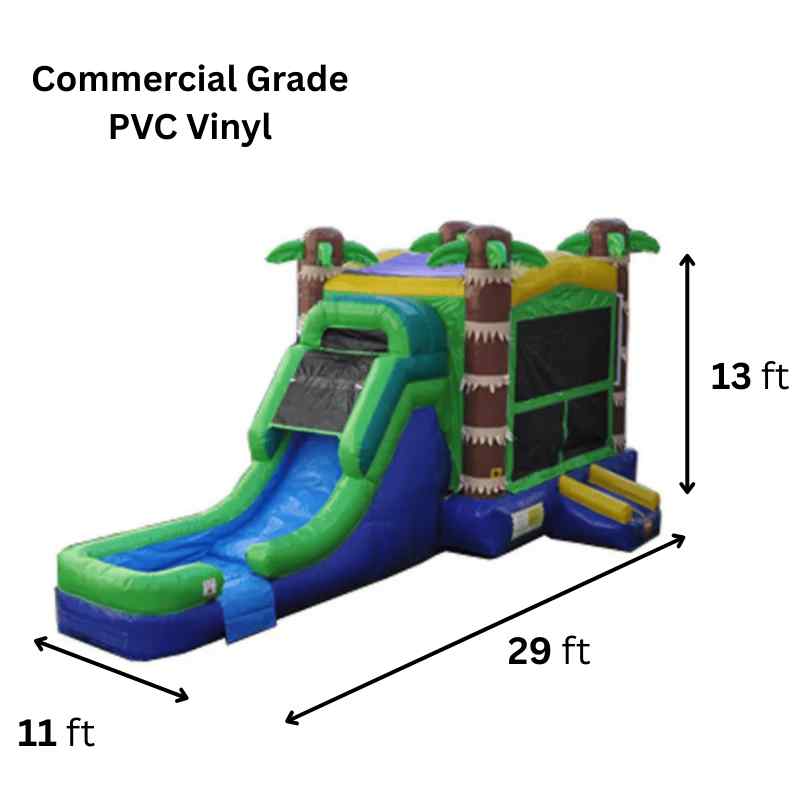 Moonwalk USA Palm Tree Bounce House with Slide Wet/Dry Dimensions and Commercial Grade Vinyl