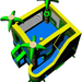 Moonwalk USA Palm Tree Combo Bounce House Wet/Dry Top Render View of Slide, Basketball Hoop and Pop Ups