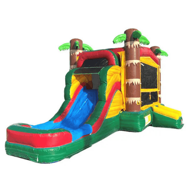 Moonwalk USA Palm Tree Combo Bounce House with Slide Wet/Dry Front Right View