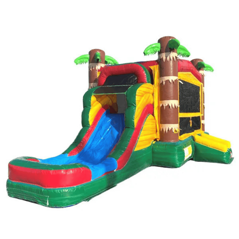 Moonwalk USA Palm Tree Combo Bounce House with Slide Wet/Dry Front Right View