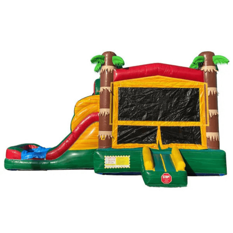 Moonwalk USA Palm Tree Combo Bounce House with Slide Wet/Dry Front View