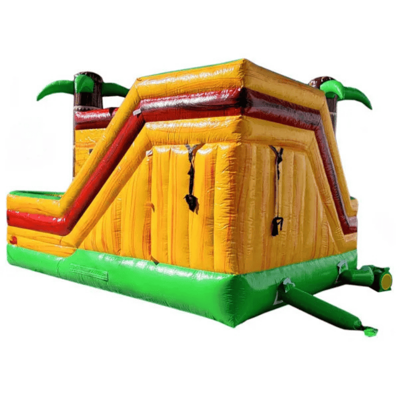 Moonwalk USA Palm Tree Combo XL Bounce House Wet/Dry Rear View with Blower Attached