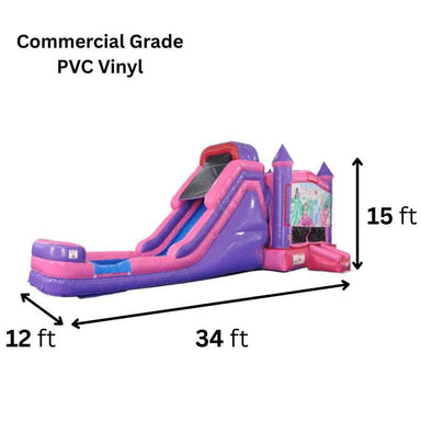 Moonwalk USA Pink Castle Combo XL Bounce House Wet/Dry Dimensions and Commercial Grade Specs