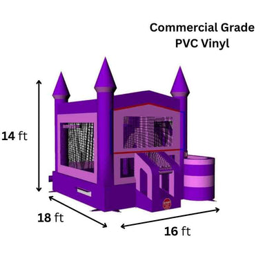 Moonwalk USA Pink Castle Combo Bounce House Wet/Dry Dimensions and Commercial Grade Vinyl Specifications