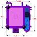 Moonwalk USA Pink Castle Combo Bounce House Wet/Dry Top Render View with Exterior Dimensions