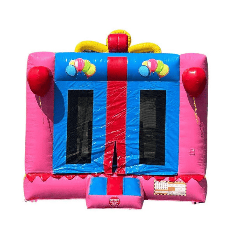 Moonwalk USA Pink Gift Box Bounce House Front View