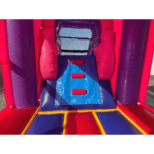 pink castle combo bounce house wet dry construction ladder view 15oz knife-coated rip-stop vinyl