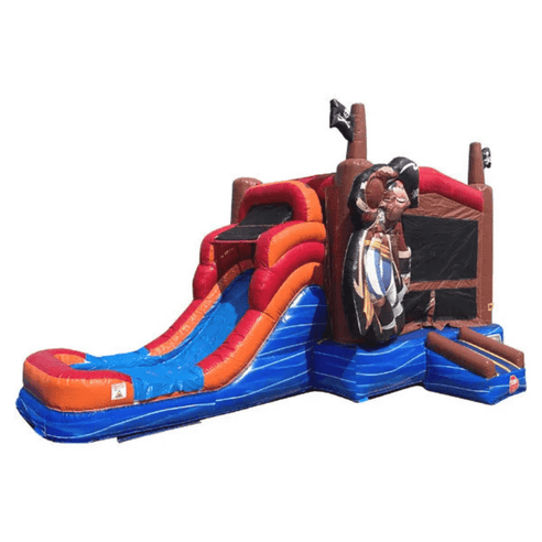 Pirate bounce house with slide front right view
