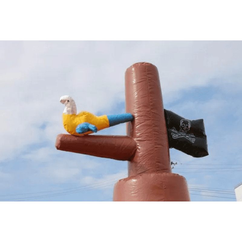 Moonwalk USA Pirate Ship Bounce House Slide Top View of Pirate Flag and Bird