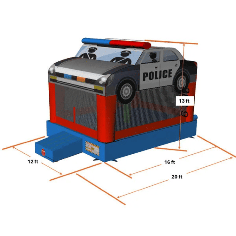 Moonwalk USA Police Car Bounce House Dimensions of 3D Render