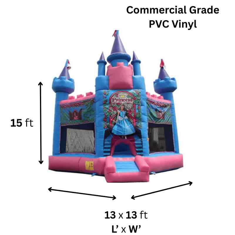Moonwalk USA Princess Bounce House Dimensions and Commercial Grade Vinyl Info