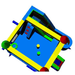 Moonwalk USA Rainbow Castle Bounce House Combo Wet/Dry Top Open Layout View with Pop Ups Basketball Hoop Slide