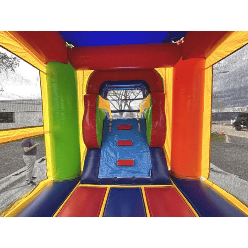 Moonwalk USA Rainbow Combo Bounce House Wet/Dry Ladder View to Slide