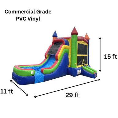 Moonwalk USA Rainbow Combo Bounce House Wet/Dry Dimensions and Commercial Grade Vinyl