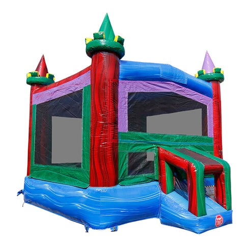 Moonwalk USA Ruby Castle Bounce House Front Right View Lighter Lighting