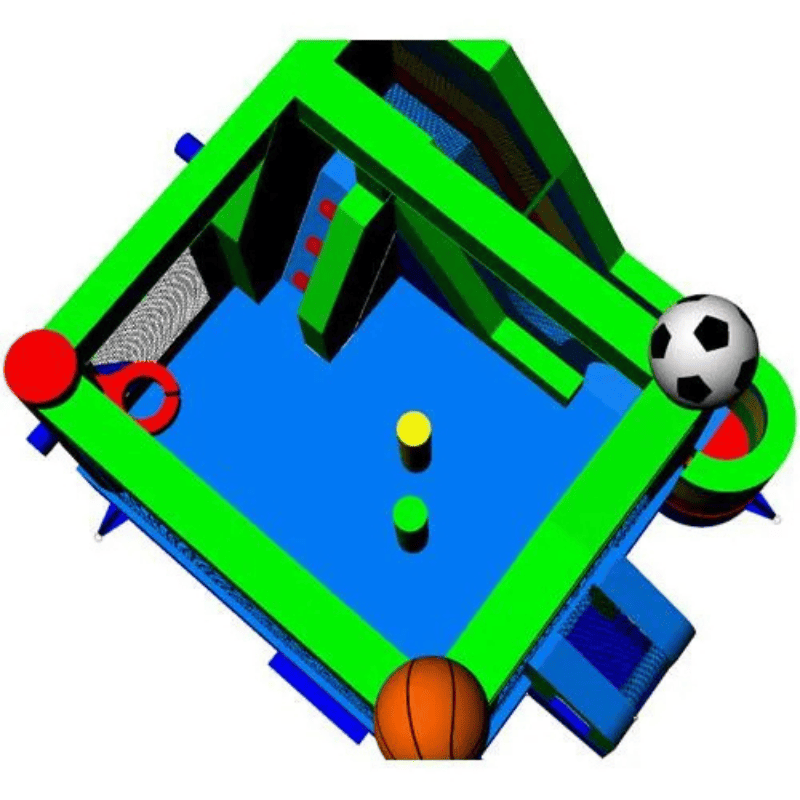 Moonwalk USA Sports Combo Bounce House Wet/Dry Top 3D Render View