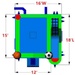 Moonwalk USA Sports Combo Bounce House Wet/Dry Top Render View Dimensions