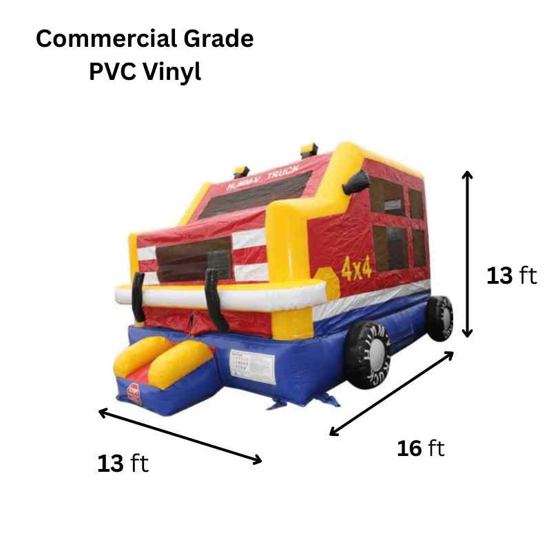 Moonwalk USA Truck Bounce House Dimensions and Commercial Grade Vinyl Specs