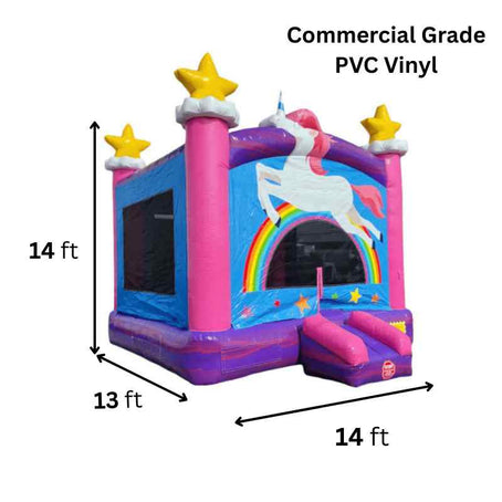 Moonwalk USA Unicorn Bouncer B-047 rainbow unicorn bounce house specifications