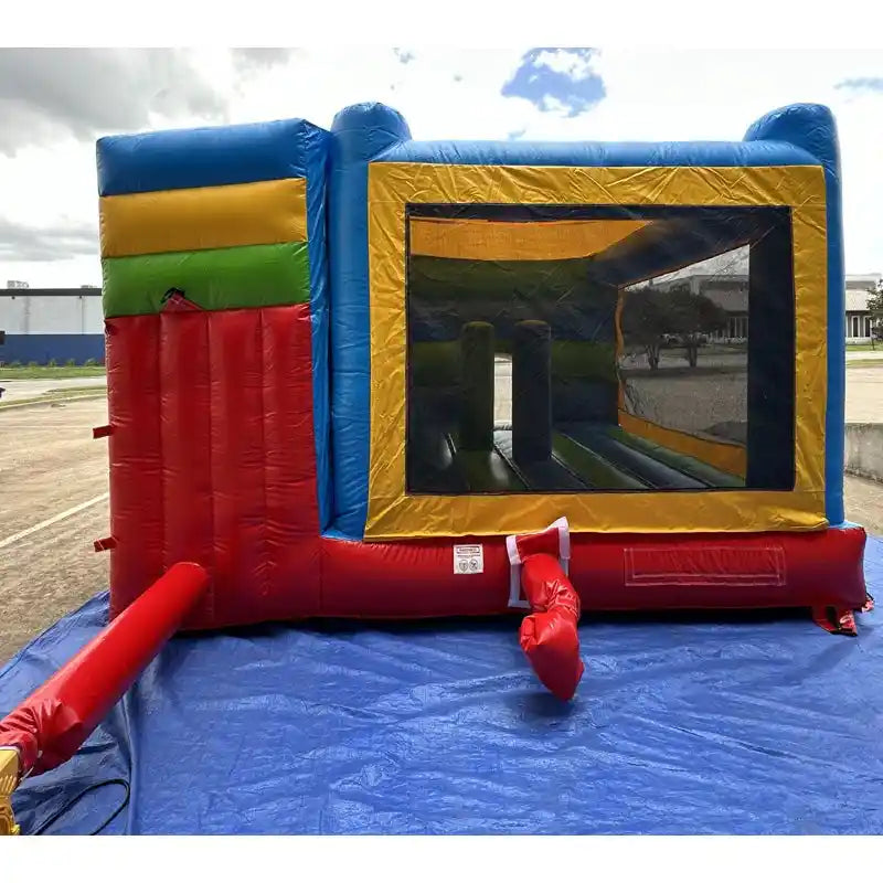 Rear View of Pirate Combo Bounce House with Pool and Slide by Eagle Bounce
