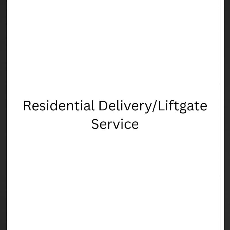 Bouncing Angels $125 Residential Delivery/Liftgate Service Label on White Background with Black Borders