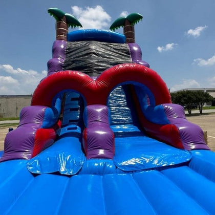 15 FT Inflatable Palm Tree Water Slide – purple version front view